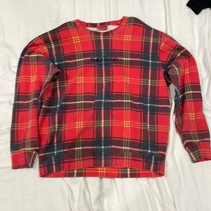 Supreme red plaid crewneck sweater